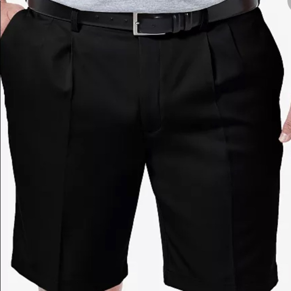 HAGER MENS size 34 BLACK PLEADED dress shorts.